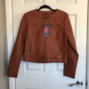 Faux leather Cognac colored jacket